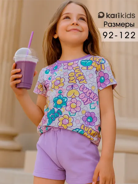 KariKids Футболка для девочки с принтом, 100 % хлопок