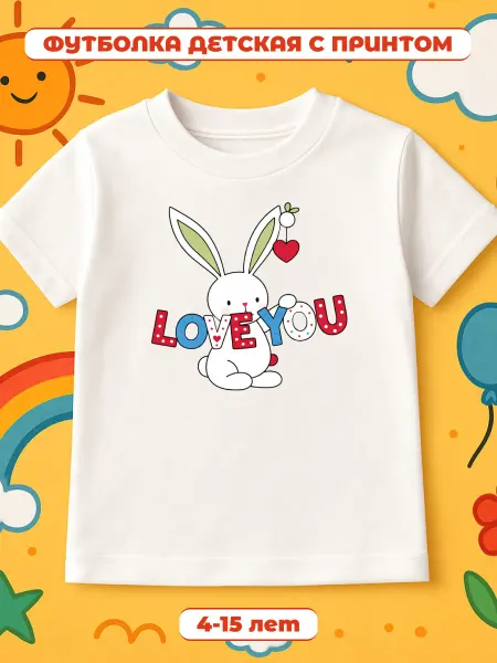 Футболка детская с принтом Love хлопковая