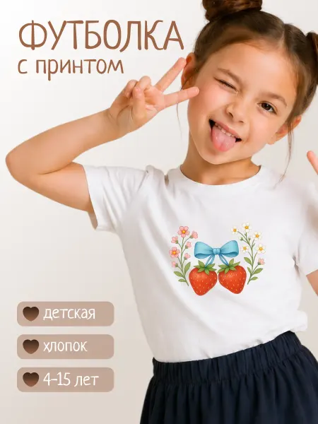 VSGM Белая летняя футболка для девочек