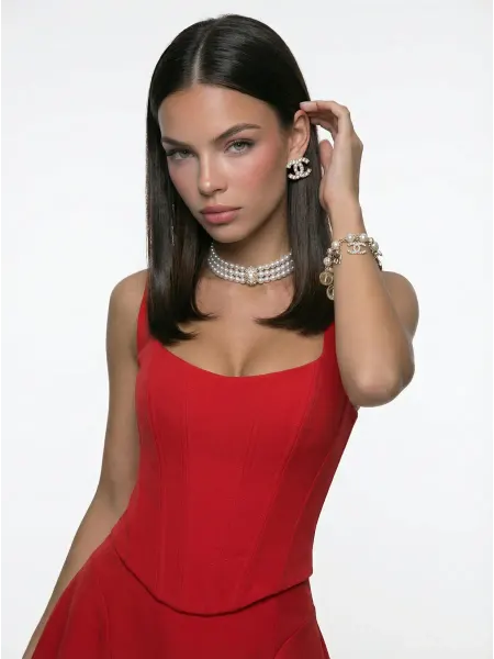 7DRESSES Корсет красный матовый