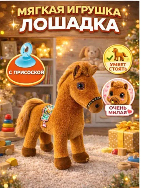 Орден Shop Мягкая плюшевая игрушка лошадь с присоской