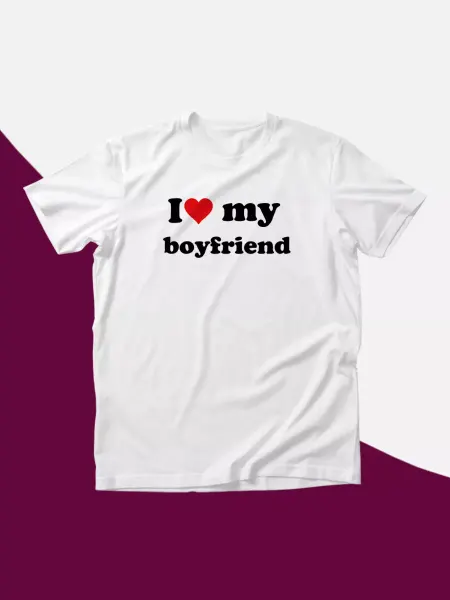 КОМБО Футболка с принтом на груди I love my boyfriend