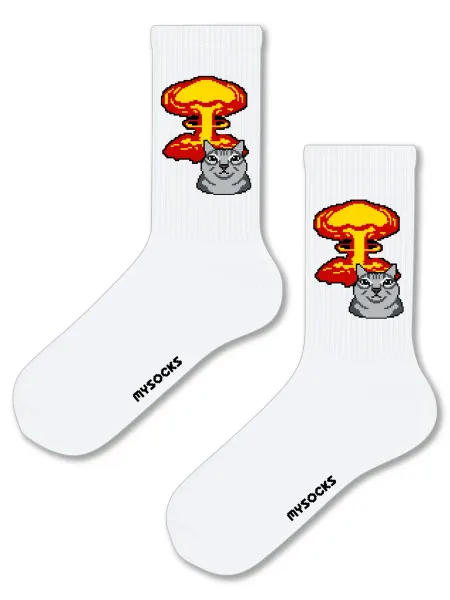 MySocks Носки с принтом Кот на фоне взрыва Мем