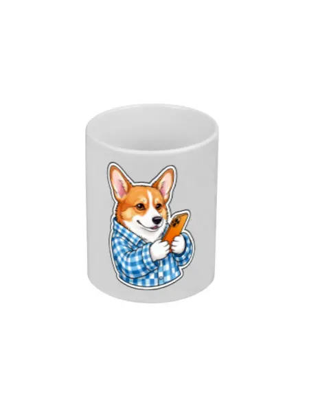 FUN.ru Кружка для чая и кофе с принтом Корги в кофте-рубашке с теле