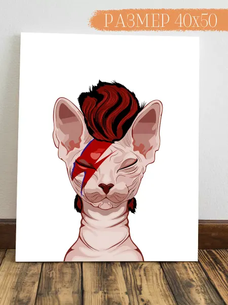 Интерьерная картина Аниме Картина на стену портрет кота 50x40