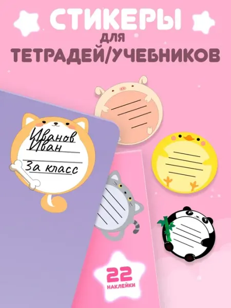 StickerHouse Natali Pank Наклейки маркировочные для тетрадей и учебника 22 штуки