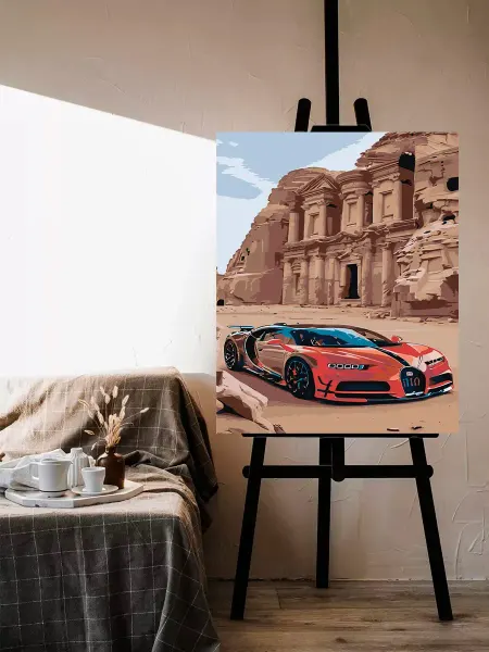 КРУТО КРАСИМ Картина по номерам Bugatti Chiron Спорткар Бугатти Шерон