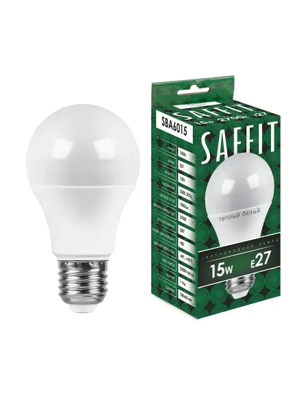 SAFFIT Лампа светодиодная SBA6015 Шар E27 15W 230V 2700K
