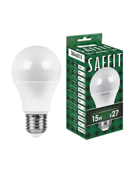SAFFIT Лампа светодиодная SBA6015 Шар E27 15W 230V 4000K