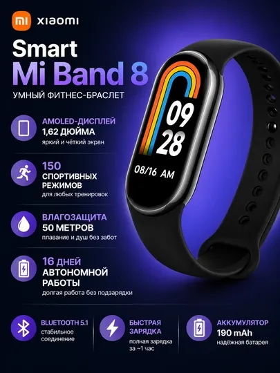 Умный фитнес-браслет Xiaomi Smart Mi Band 8