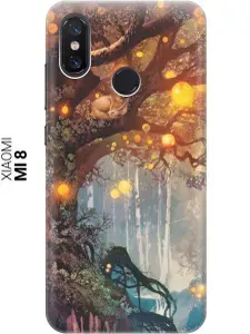 Cиликоновый чехол на Xiaomi Mi 8 / Сяоми Ми 8 с принтом "Лиса на древе"