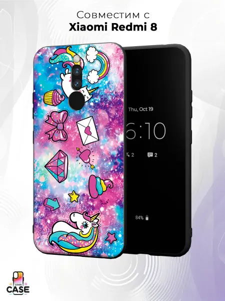 Cover Case Чехол на Xiaomi Redmi 8 с принтом Единорог