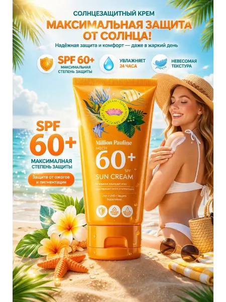 ЖА02 Солнцезащитный крем SPF 60+ для лица защита от ожогов и покр…