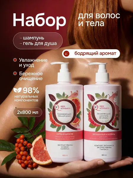 Индекс Натуральности Шампунь для волос и гель для душа женский набор