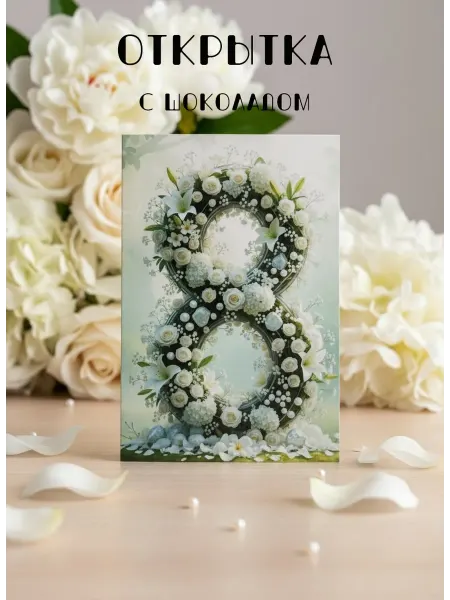 Evening comfort Шоколадная открытка сладкий подарок женщине на 8 марта
