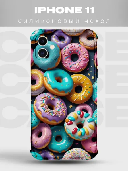 PRINTberries Чехол на IPHONE 11 с принтом пончики