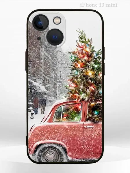 PRINTberries Чехол на iPHONE 13 mini с принтом новогодний car spruce