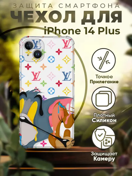 ICASE67 Чехол на iPhone 14 Plus силиконовый с принтом Том и Джерри