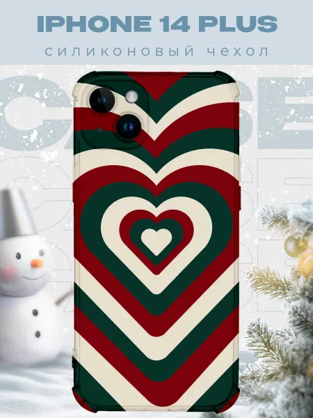 PRINTberries Новогодний чехол для телефона iPhone 14 Plus сердечки