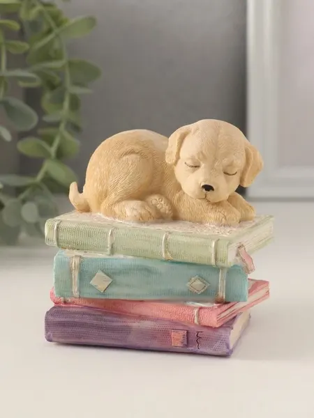 Фигурка полистоун Щенок спит на книгах , 9 7 8.5 см
