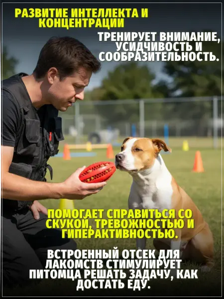 ЗООГЕНИЙ Игрушка кормушка для собак мяч для лакомств и зубов 12 см