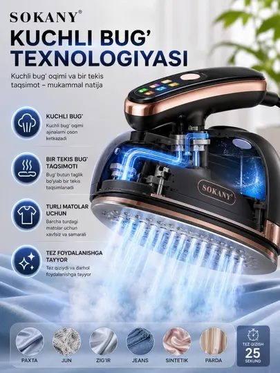 Паровой утюг Sokany SK-12021, 200 мл