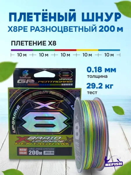 REfish Плетенка для рыбалки 8 жильная 200 м, 0.18 мм