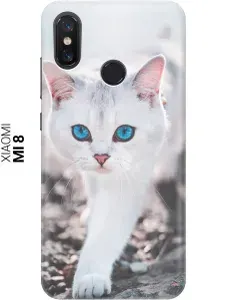 Силиконовый чехол на Xiaomi Mi 8 / Сяоми Ми 8 с принтом "Голубоглазый кот"