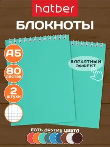 Блокнот 2 штуки 80 листов А5 в клетку на пружине