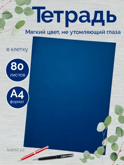 Тетрадь A4 Eco серия – набор 2 шт, по 80 листов, широкая клетка, Казахстан