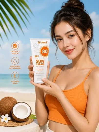 Солнцезащитный крем Dr. Heal SPF 80 с кокосовым маслом, 150 мл