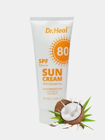 Солнцезащитный увлажняющий крем для лица и тела, Dr. Heal, SPF 80+, 150 мл