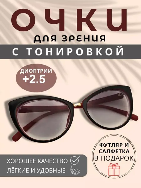 TopPop Очки для зрения солнцезащитные с диоптриями +2.5