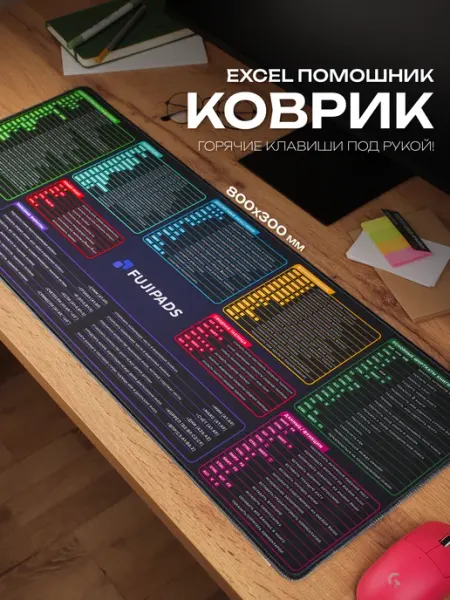 Fujipads Большой коврик для мышки 800х300 подсказки EXCEL