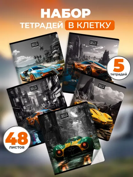 ПЗБМ Тетрадь 48 листов в клетку общие для мальчика набор 5 шт А5