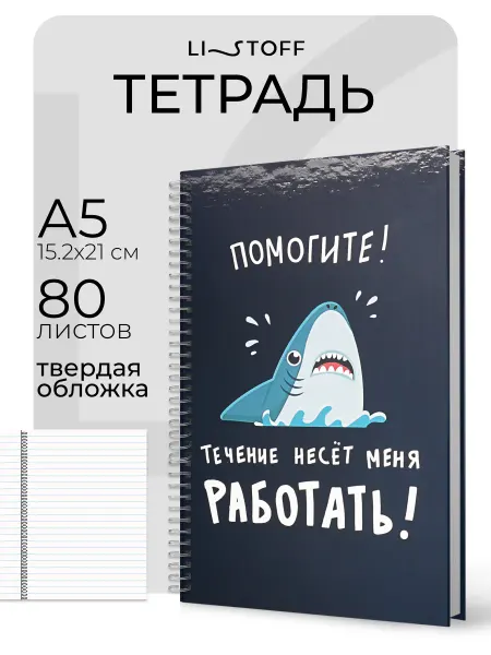 LISTOFF Тетрадь на пружине А5 80 листов в линейку общая