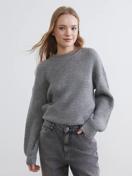 LC Waikiki Женский Трикотажный Свитер Oversize С Круглым Вырезом
