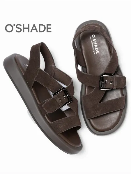 O`SHADE Босоножки коричневые замшевые женские