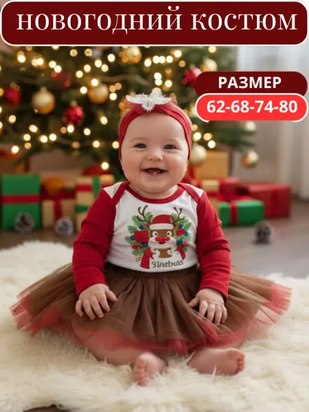 VaNechKa Боди новогоднее с юбкой повязкой