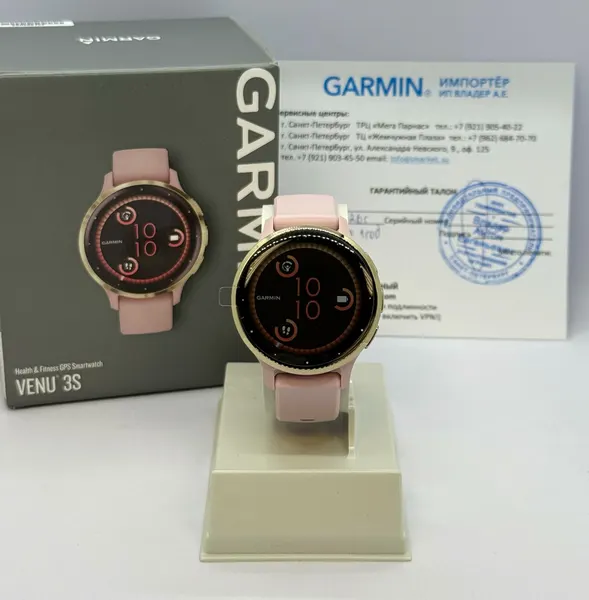 Смарт-часы Garmin Venu 3s AMOLED розовые с золотистым безелем, 010-02785-03, европейская версия, гипоаллергенный силикон