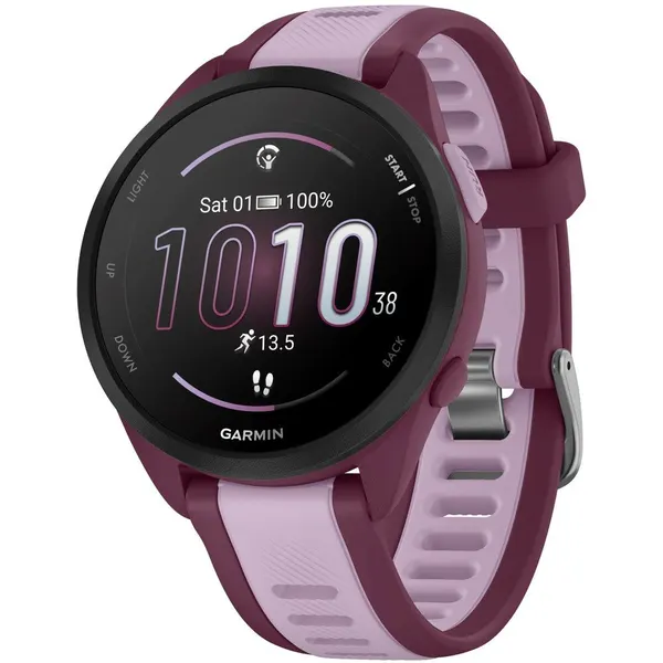 Смарт-часы для бега Garmin Forerunner 165 Music AMOLED лиловый c малиновым ремешком, 010-02863-33, европейская версия