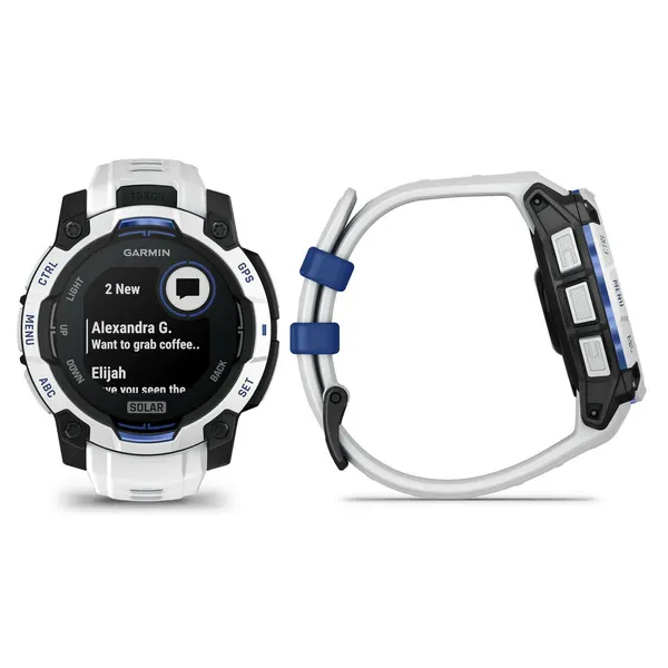 Смарт-часы GARMIN INSTINCT 3, Solar, 45 mm, Whitestone Blue, белый браслет, 010-02934-03 европейская версия