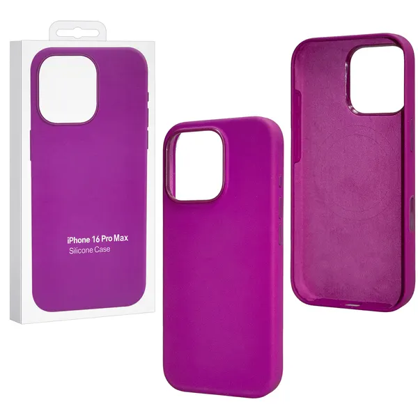 Чехол для iPhone 16 Pro Max Silicon Case Fuchsia, анимация NFC, поддержка беспроводной зарядки, фуксия