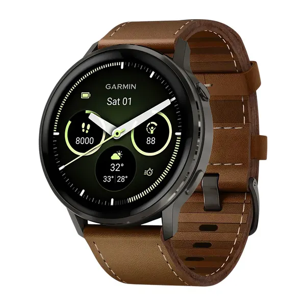 Умные часы Garmin Venu 4 45mm Slate Bezel With Black Silicone Band and Brown Leather Band