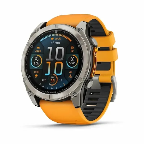 Умные часы премиум класса Fenix 8 51 mm AMOLED Sapphire Titanium with Spark Orange/Graphite Silicone Band