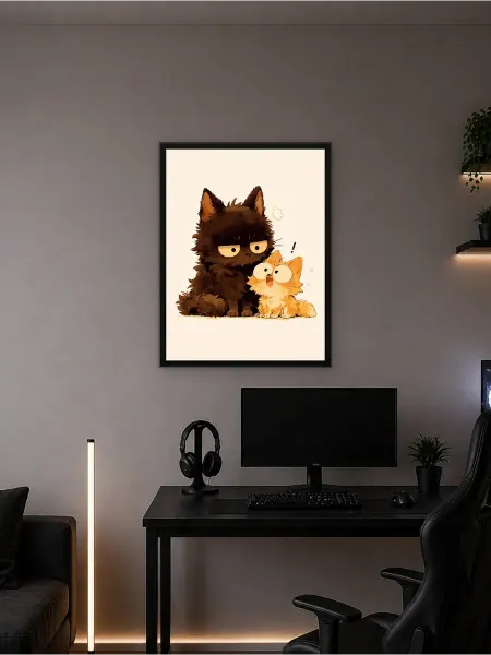 Postersbase Постер Два мультяшных кота, один сварливый, другой уди 50x70