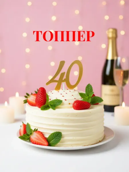 Топпер для торта "Юбилейная цифра 40"