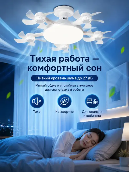 Люстра потолочная Вентилятор для гостиной в спальню 80W