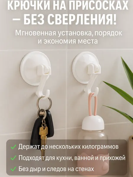 ЯРМАРКЪ Крючок самоклеящийся на присоске