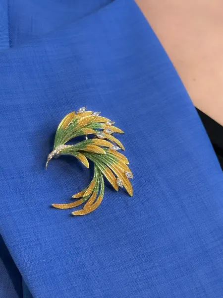 ROHINI accessories Брошь Жар птица с цирконами